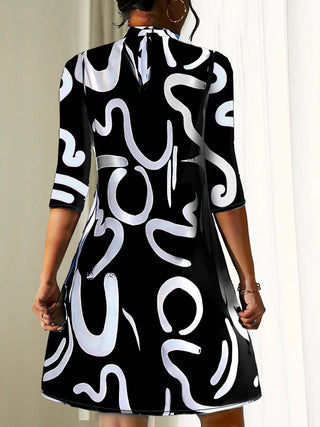 Erica | Women's Abstract Print 3/4 Sleeves Stretch Mini Dress
