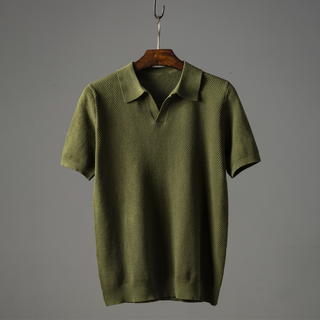 Heinrich | Men’s Waffle-Knit Short-Sleeve Johnny Collar Top
