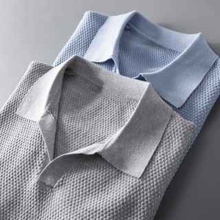 Heinrich | Men’s Waffle-Knit Short-Sleeve Johnny Collar Top