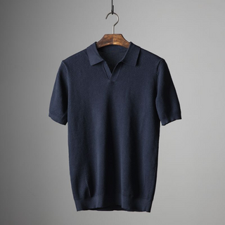 Heinrich | Men’s Waffle-Knit Short-Sleeve Johnny Collar Top