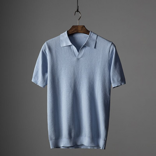Heinrich | Men’s Waffle-Knit Short-Sleeve Johnny Collar Top
