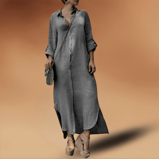 Rowena | Women’s Button-Down Maxi Shirt Dress with Classic Collar