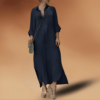 Rowena | Women’s Button-Down Maxi Shirt Dress with Classic Collar