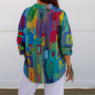 Emery | Women's Colorful Abstract Print Button Down Shirt