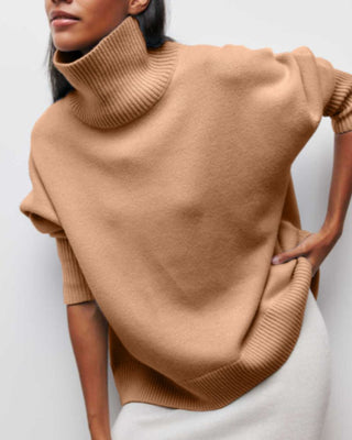 Stella | Women's Oversized Sweater with Ribbed Turtleneck Collar