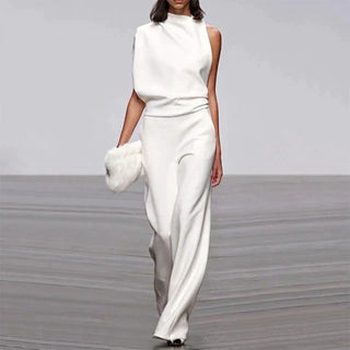 Aiah | Women's Sleeveless High-Neck Wide-Leg Jumpsuit