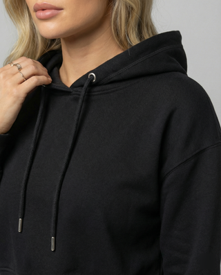 Angie | Women’s Black Crop Hoodie and Wide-Leg Trousers Loungewear Set