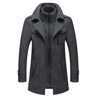 Quinlan | Men’s Double Collar Wool-Blend Overcoat – Classic Winter Coat