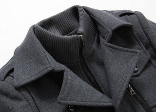 Quinlan | Men’s Double Collar Wool-Blend Overcoat – Classic Winter Coat