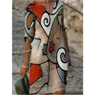 Elina | Women’s Floral Print Summer Dress with V-neckline