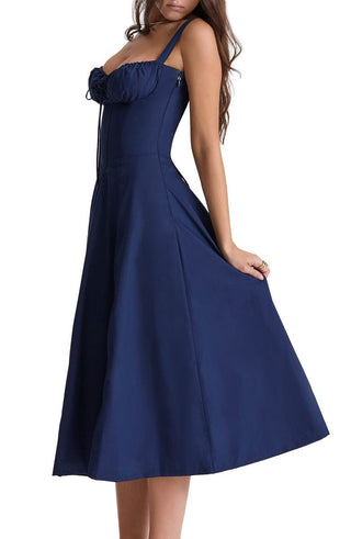 Ulrika | Women's Floral Corset Dress with Lace-Up Back and Thigh-High Side Split