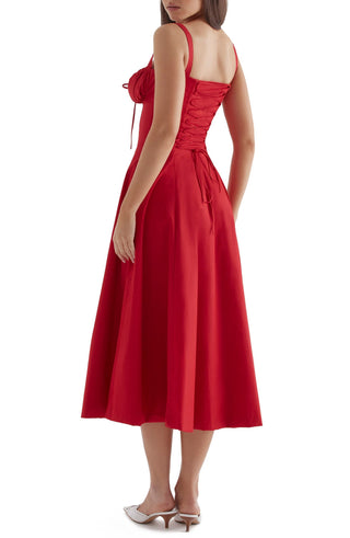 Ulrika | Women's Floral Corset Dress with Lace-Up Back and Thigh-High Side Split