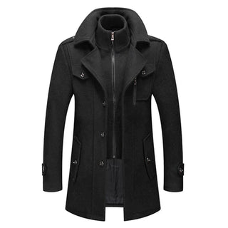 Quinlan | Men’s Double Collar Wool-Blend Overcoat – Classic Winter Coat