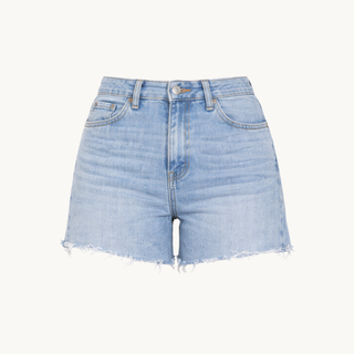 High-Rise Denim Shorts with Raw Hem