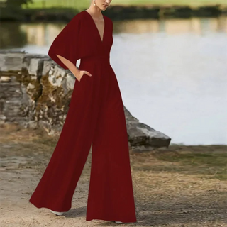 Celestine | Women’s Stylish Bridal Jumpsuit with Deep V-Neckline