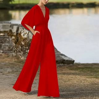 Celestine | Women’s Stylish Bridal Jumpsuit with Deep V-Neckline