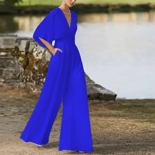 Celestine | Women’s Stylish Bridal Jumpsuit with Deep V-Neckline