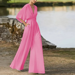 Celestine | Women’s Stylish Bridal Jumpsuit with Deep V-Neckline