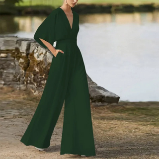 Celestine | Women’s Stylish Bridal Jumpsuit with Deep V-Neckline