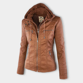 Rosa | Women’s Moto Leather Jacket with Removable Hood