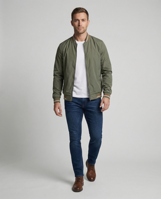 Darian | Men’s Bomber Jacket with Short Ribbed Collar and Two Side Pockets