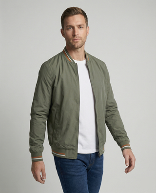 Darian | Men’s Bomber Jacket with Short Ribbed Collar and Two Side Pockets