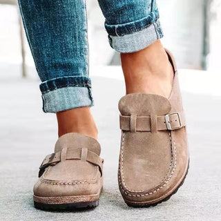 Ruby | Women’s Orthopedic Suede Loafers with Open Heel and Buckle