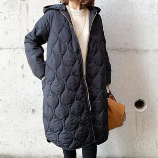 Fenella | Women’s Quilted Long Puffer Jacket with Hooded Padded Design