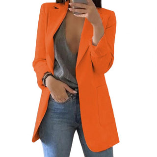 Amy | Women’s Long Blazer with Deep Pockets in Elegant Plain Color