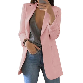 Amy | Women’s Long Blazer with Deep Pockets in Elegant Plain Color