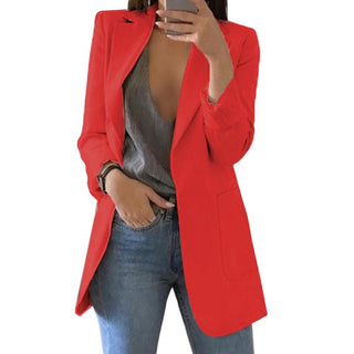 Amy | Women’s Long Blazer with Deep Pockets in Elegant Plain Color