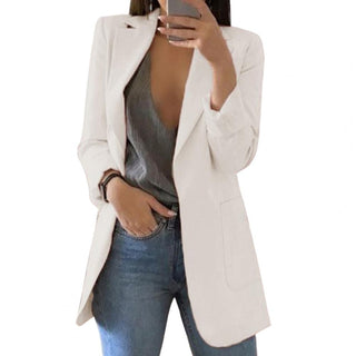 Amy | Women’s Long Blazer with Deep Pockets in Elegant Plain Color