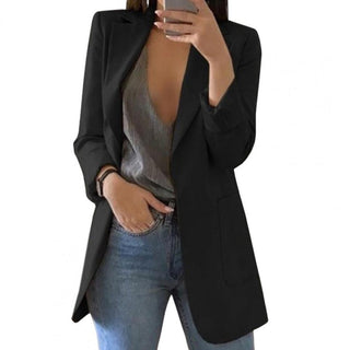 Amy | Women’s Long Blazer with Deep Pockets in Elegant Plain Color