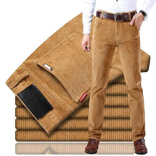Octavian | Men’s Slim Fit Straight-Leg Corduroy Pants with Classic Ribbed Texture