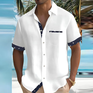 Corvian | Men’s Short-Sleeve Casual Shirt with Contrast Trim