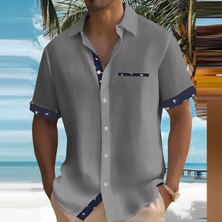 Corvian | Men’s Short-Sleeve Casual Shirt with Contrast Trim
