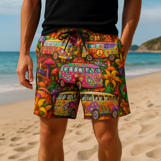 Ambrose | Men’s Lightweight Graffiti-Print Summer Swim Shorts