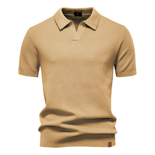 Andrew | Men’s Textured V-Neck Polo Shirt