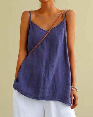 Isolde | Women’s Cotton Linen Spaghetti Strap Tank Top