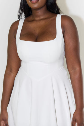 Levy | High Waist Square Neck Sleeveless Midi Dress for Women