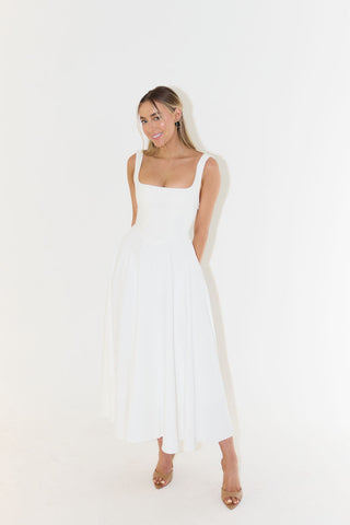 Levy | High Waist Square Neck Sleeveless Midi Dress for Women