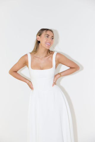 Levy | High Waist Square Neck Sleeveless Midi Dress for Women