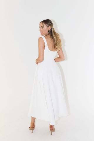 Levy | High Waist Square Neck Sleeveless Midi Dress for Women