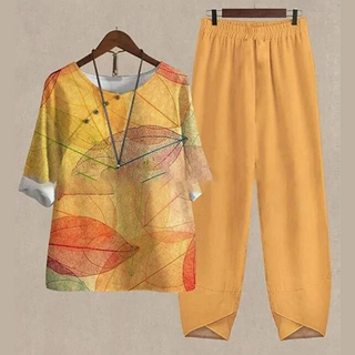Ella | Women's 2-Piece Printed Top and Flowy Pants set