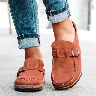 Ruby | Women’s Orthopedic Suede Loafers with Open Heel and Buckle