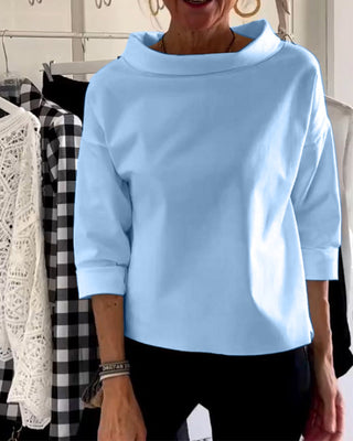 Mika | Women’s Blouse with Boat Neck and Folded Sleeves