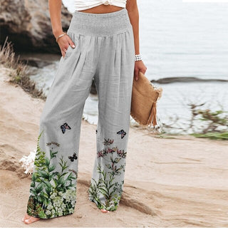 Narissa | High-Waisted Floral Wide-Leg Pants for Women with Flowy Loose Fit