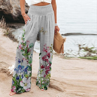 Narissa | High-Waisted Floral Wide-Leg Pants for Women with Flowy Loose Fit