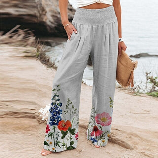 Narissa | High-Waisted Floral Wide-Leg Pants for Women with Flowy Loose Fit