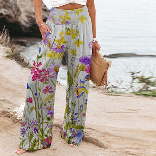 Narissa | High-Waisted Floral Wide-Leg Pants for Women with Flowy Loose Fit